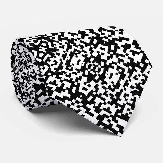 Gravata Abstract QR Code Modern Black And White Pattern (Rolled)