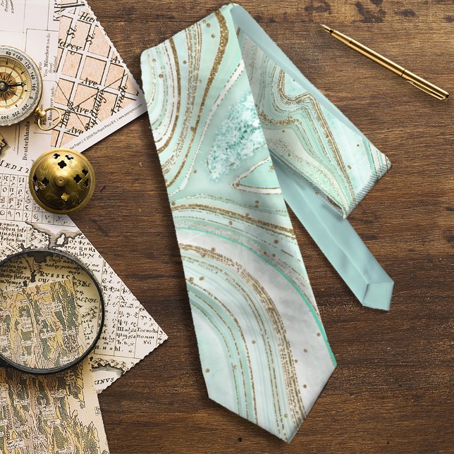 Gravata Abstrato Agate Mint ID827 (Criador carregado)