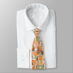 Gravata Abstrato Argyle Orange Tie