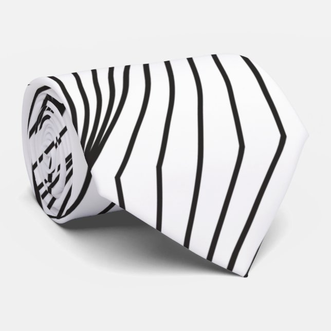 Gravata Abstrato branco e preto (Rolled)