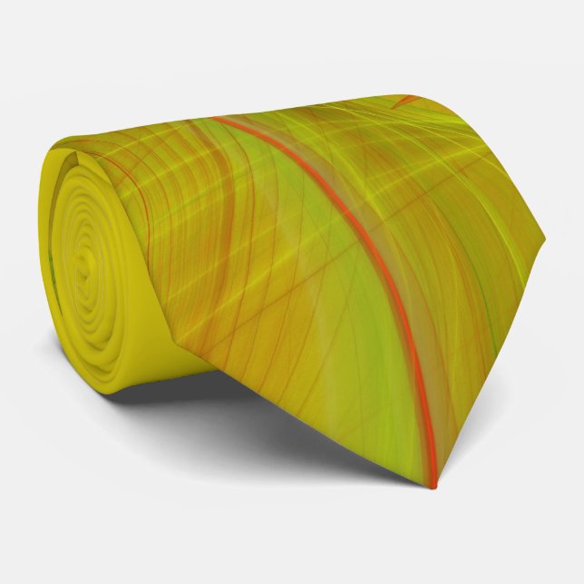 Gravata Abstrato Clássico Vermelho Elegante/Yello Fractal  (Rolled)