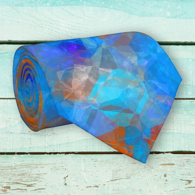 Gravata Abstrato de cor laranja azul, colar (Modern artistic design tie with a blue and orange abstract art pattern)