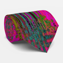 Gravata Abstrato de Turquesa de Trippy Ondas Atômicas Retr