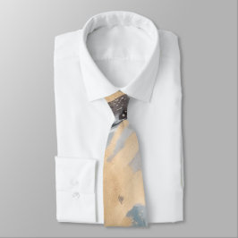 Gravata abstrato Dourado e azul