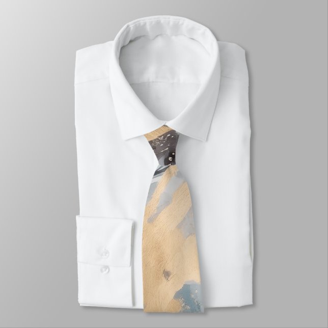 Gravata abstrato Dourado e azul (Amarrado)