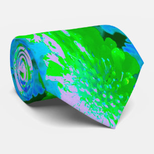 Gravata Abstrato - Flor retrógrado na Lavanda e no Verde l