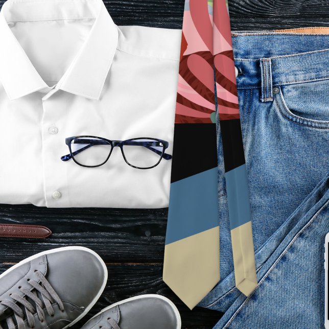 Gravata Abstrato Floral Riscado Especial (Abstract Floral Striped Monogram Neck Tie ©Susanne Sachers - Sunny Mind 🌞)