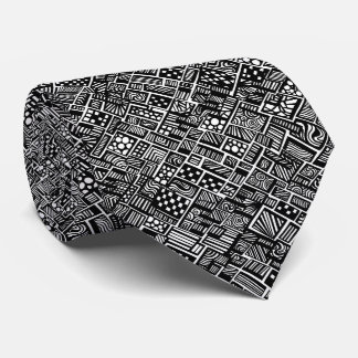 Gravata Abstrato Geométrico Preto E Branco