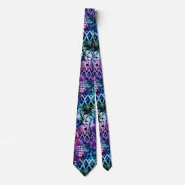 Gravata Abstrato Havaiano Blue Tie Dye Neck Tie