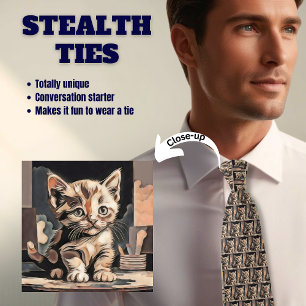 Gravata Abstrato Kitten Cat Stealth Neck