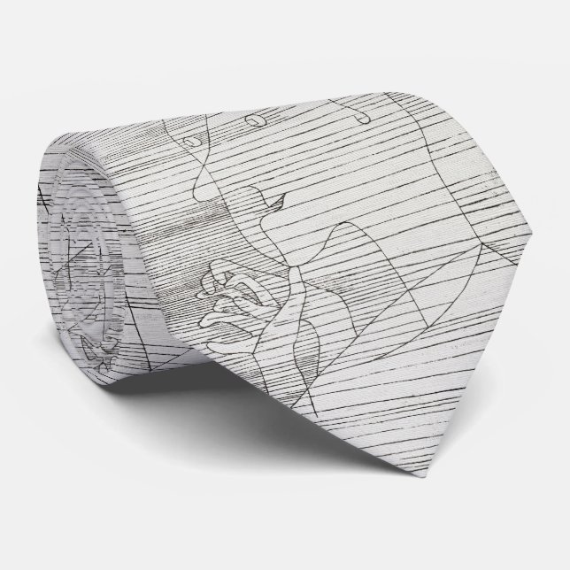 Gravata Abstrato Klee – Linhas Minimalistas (Rolled)