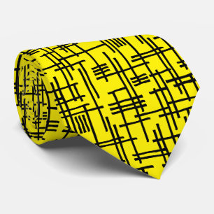 Gravata Abstrato Lines 120923 - Preto em amarelo claro