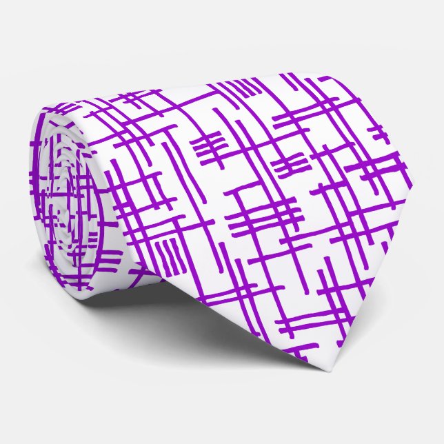 Gravata Abstrato Lines 120923 - Roxo em branco (Rolled)