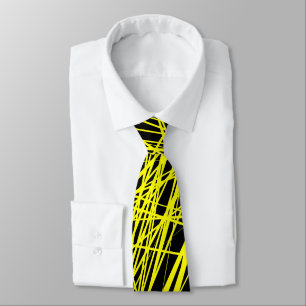 Gravata Abstrato Linhas - Amarelo em preto