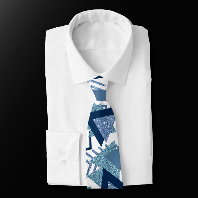 Gravata abstrato Luxe dos anos 80 | Turquesa e formas azui (Criador carregado)