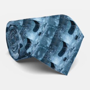 Gravata Abstrato Moderno de Hockey com Formas Azuis