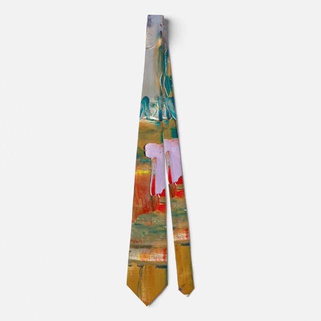 Gravata Abstrato Neck Tie Dourado (Frente)