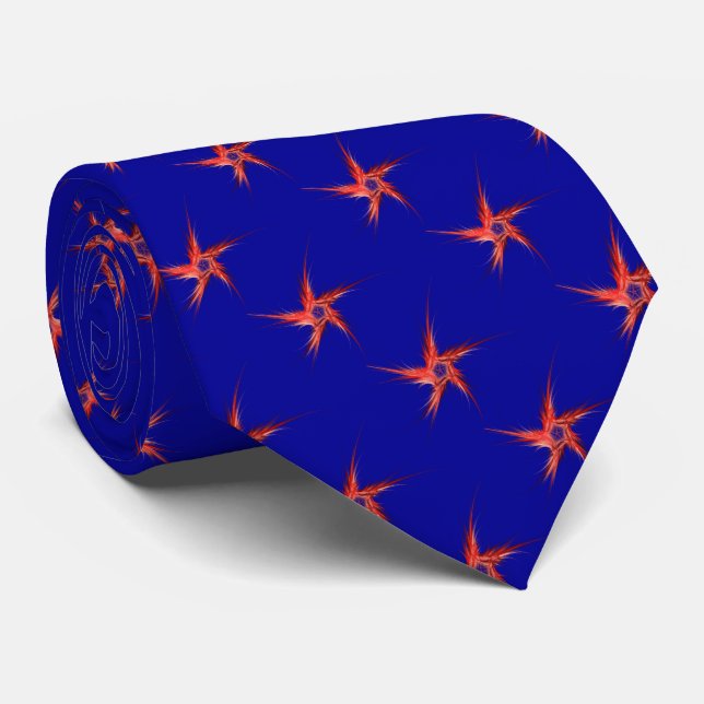 Gravata Abstrato Patriótico Estrelas Fractais Necktie (Rolled)