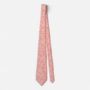 Gravata Abstrato Pattern 110523 - White on Orange Red