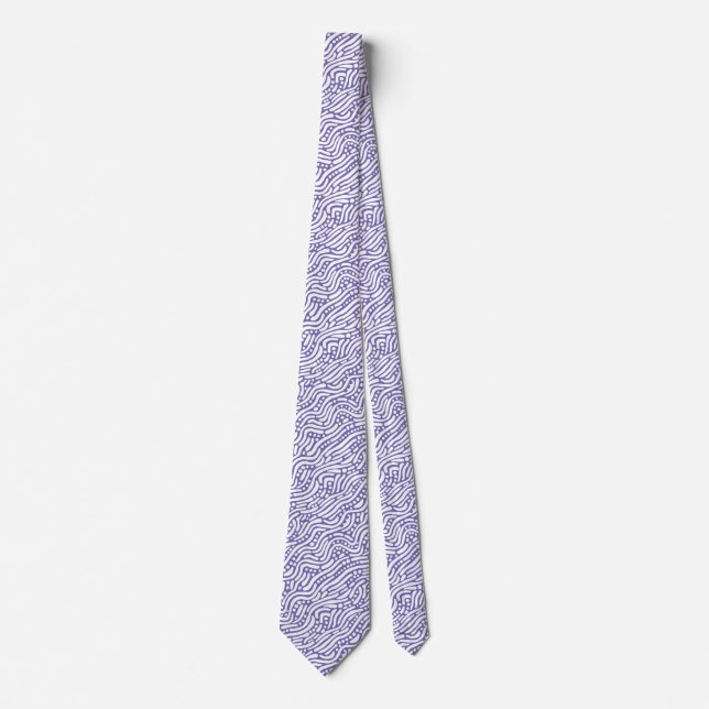 Gravata Abstrato Pattern 110523 - White on Periwinkle (Frente)