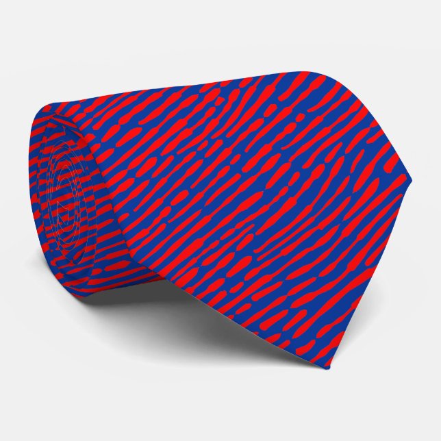 Gravata Abstrato Pattern 140523 - Red and Marinho Blue (Pa (Rolled)