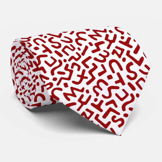 Gravata Abstrato Pattern 170822 - Ruby Red on White (Rolled)