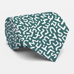 Gravata Abstrato Pattern 170822 - White on Moss Green