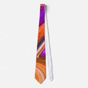 Gravata Abstrato Purple N Orange Swirls Tie