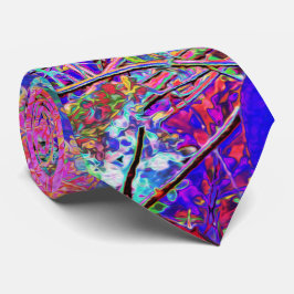 Gravata Abstrato púrpura e azul-hidrangea com magenta