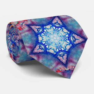 GRAVATA ABSTRATO RED PINK BLUE STARS FRAGMENTAIS