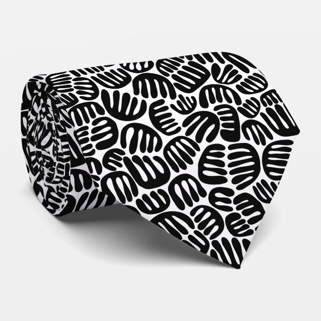 Gravata Abstrato Shapes 301122 - Preto em branco (Rolled)