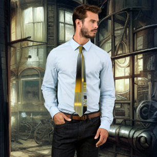 Gravata Abstrato Techno Fractal Metálico