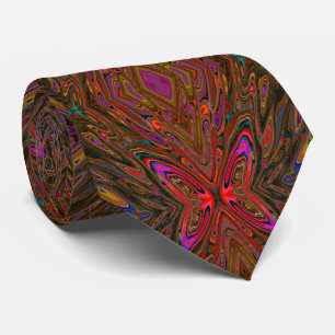 Gravata Abstrato Trippy Orange e Magenta Butterfly