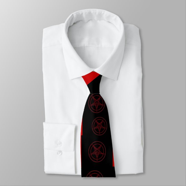 Gravata Abstrato Wave Baphomet Neck {Red} (Amarrado)