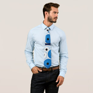 Gravata Abstrato Yin Yang: Modernista Azul e Branco