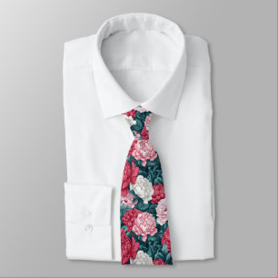 Gravata Acessórios Artísticos Masculinos Peonias Floral