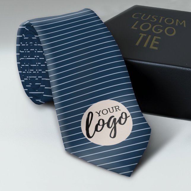Gravata Adicione seu logotipo - Business Modern - Pinstrip (Custom Logo Neck Ties)