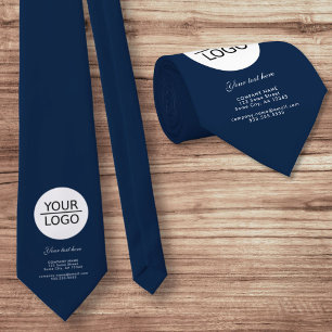 Gravata Adicione seu logotipo com Marinho de promoção de