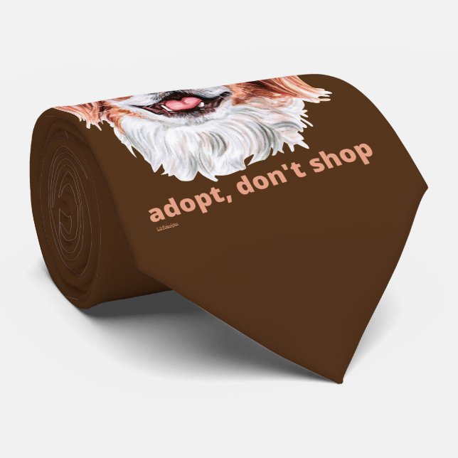 Gravata ADOPT, NÃO COMPRE (japonês espanhol) cachorro boni (Rolled)