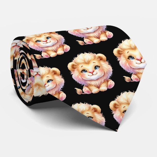 Gravata Adorável Leão Kawaii Fofa (Rolled)