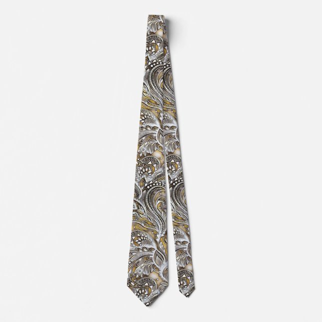 Gravata Adventure Royal Satin Cream Paisley Neck Tie (Frente)
