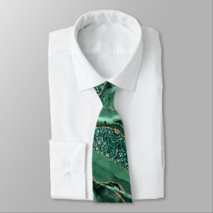 Gravata Agate Green Dourado Emerald Neck Tie