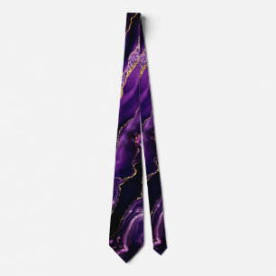 Gravata Agate Roxo Violeta Dourado, Colite de Mel