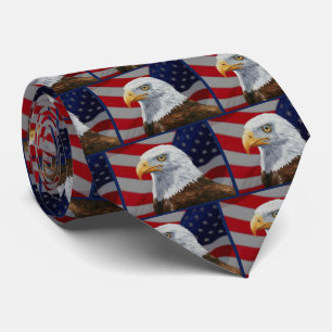 Gravata Águia e Bandeira Americanas