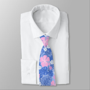 Gravata Ailani Hibisco Havaiano Tropical - Periwinkle