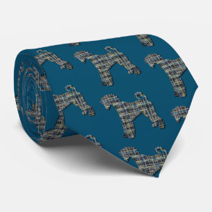 Gravata Airedale Terrier Dog Silhouchie Blue Tie