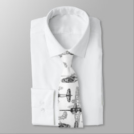 Gravata Airplane Blueprint 1 Neck Tie