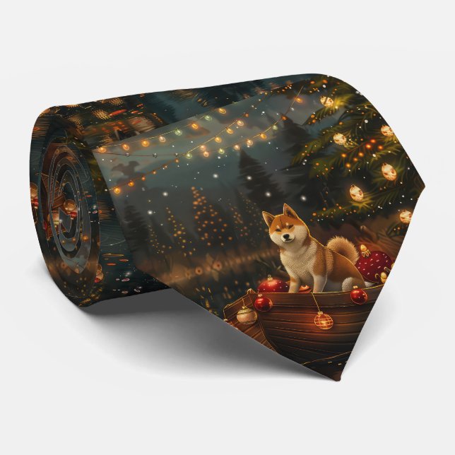 Gravata Akita Christmas Festiage Voyage (Rolled)