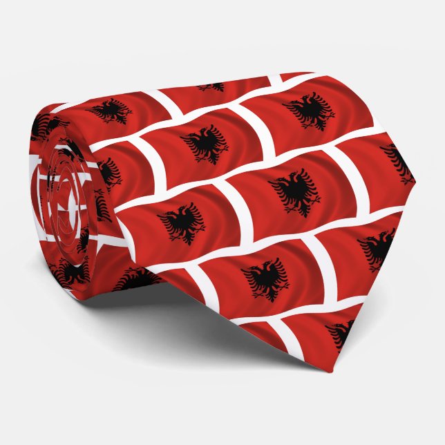 Gravata Albânia Flag Tie (Rolled)