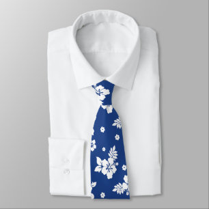 Gravata Aloha Blue Classic Hawaiian Padrão Invisível
